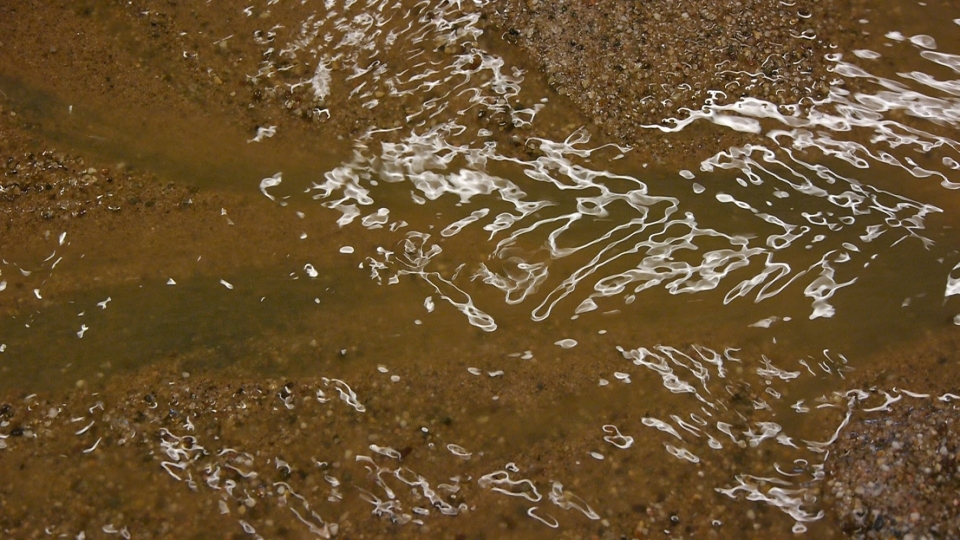 Onderzoek aan riviervorming in de stroombak met zand en water (foto JJ Wietsma)