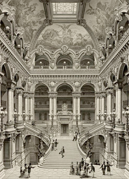 1880: Interieur van de opera in Parijs: ontvangshal