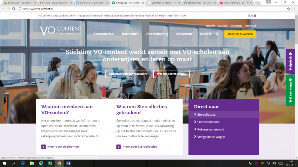 Homepage van VO-Content