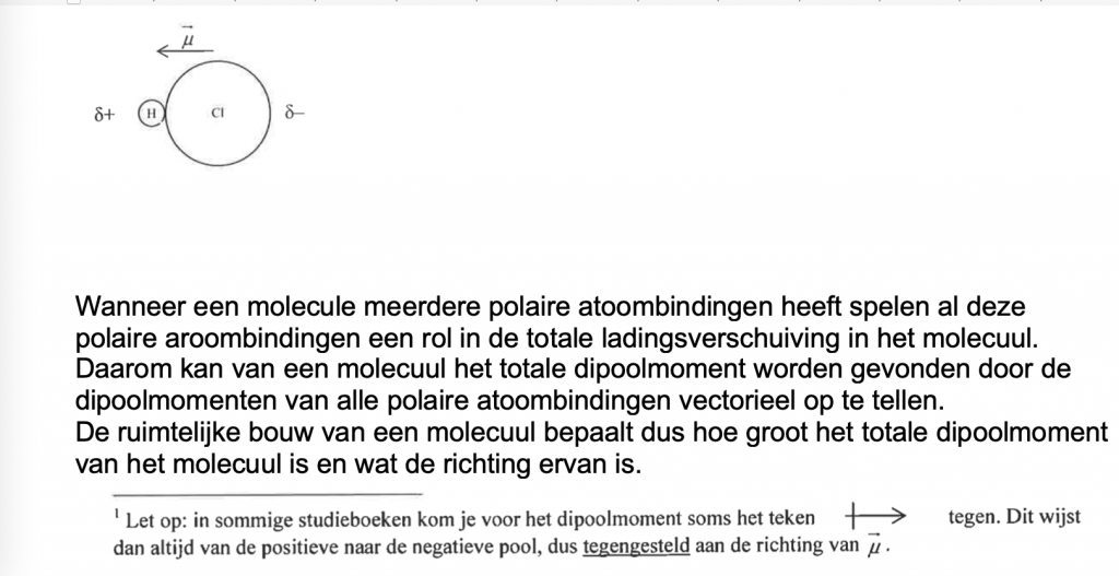 Dipoolmoment van een molecule met meerdere polaire atoombindingen