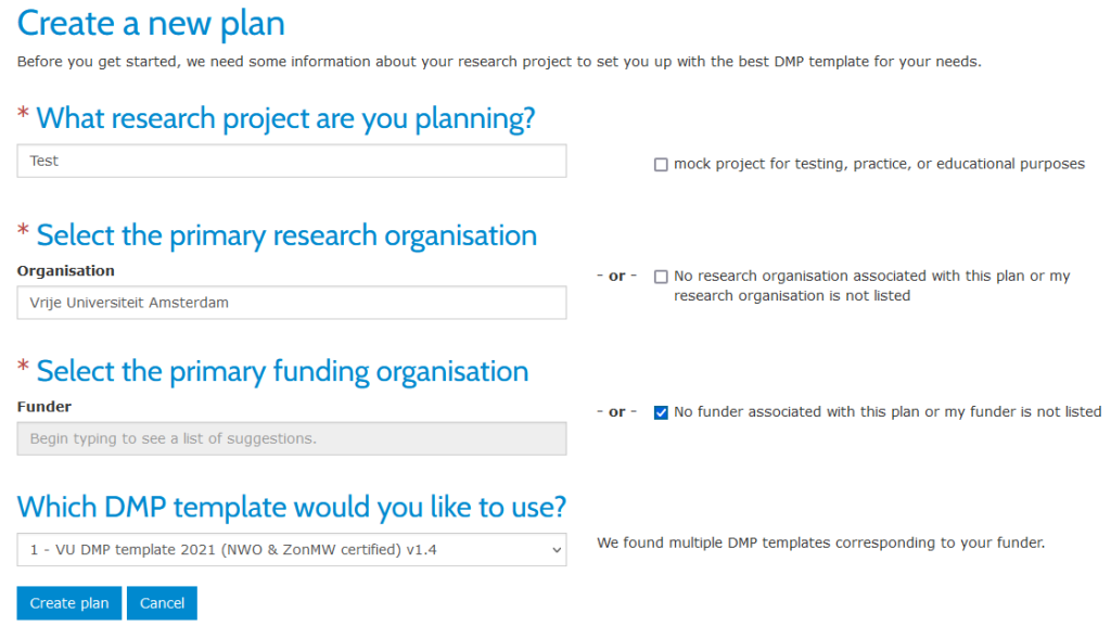 Image of DMPonline tool