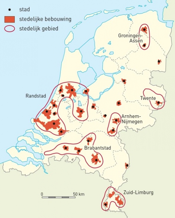 De grootste steden en de stedelijke gebieden in Nederland