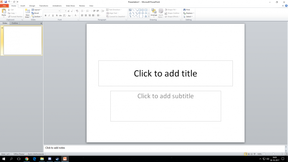 Beginscherm Powerpoint
