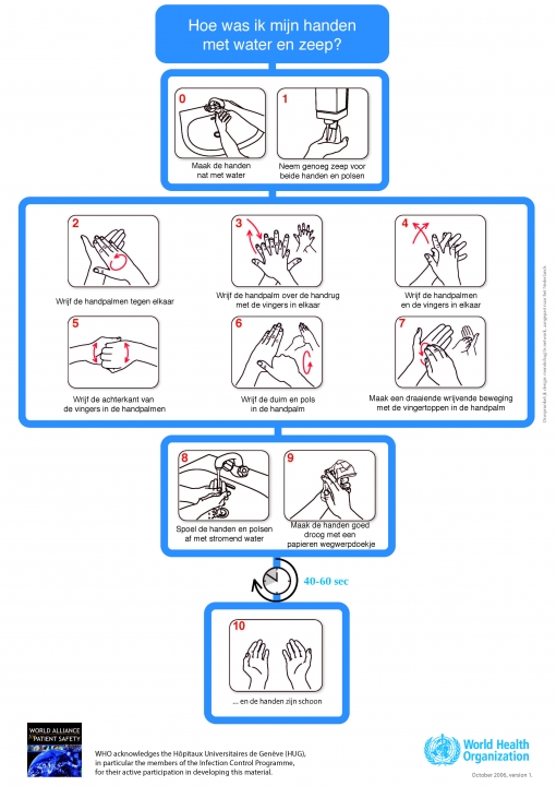 Dit is het protocol voor handen wassen