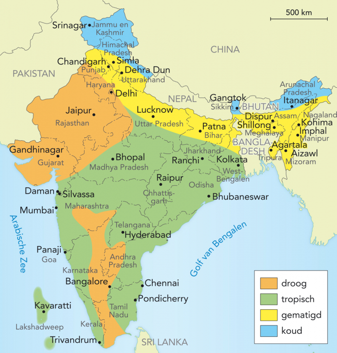 Klimaatgebieden in India (Oost, 2022)