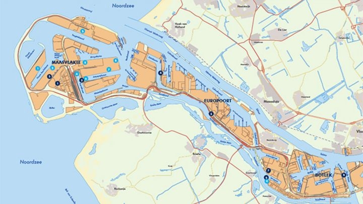Haven van Rotterdam met Europoort en Maasvlakte