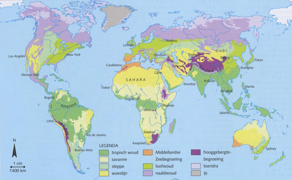 Kaart met de klimaten op de wereld