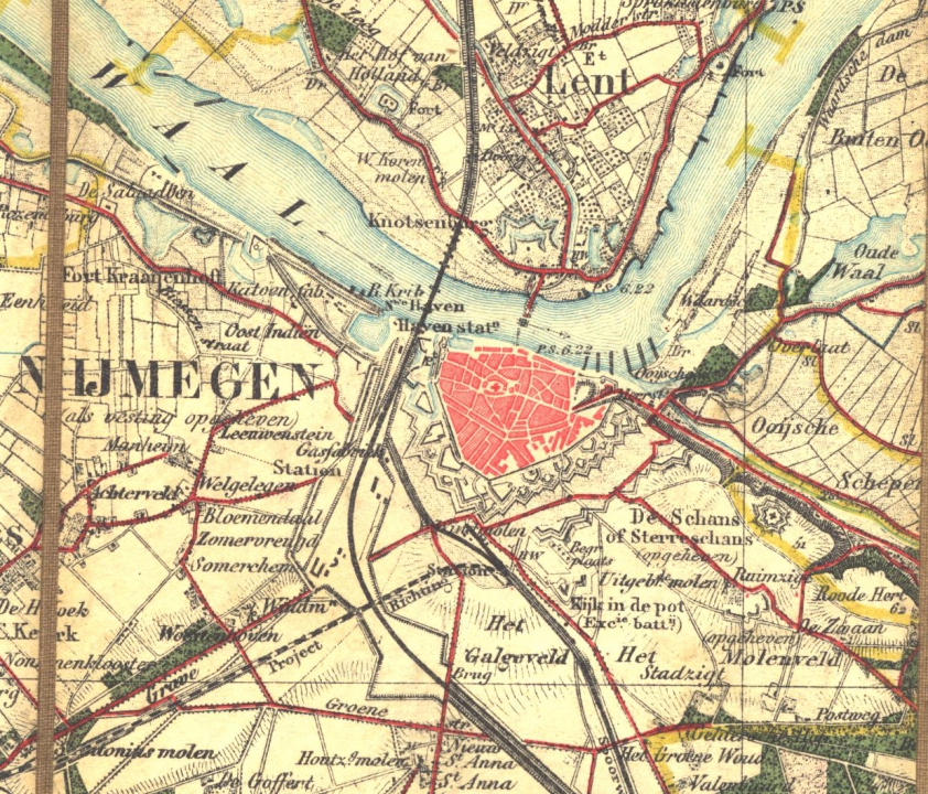 Hier zien jullie een kaart van Nijmegen in 1879