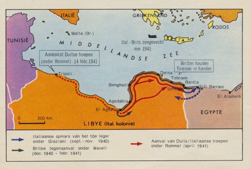 De Duits-Italiaanse krijsmacht valt Egypte binnen.