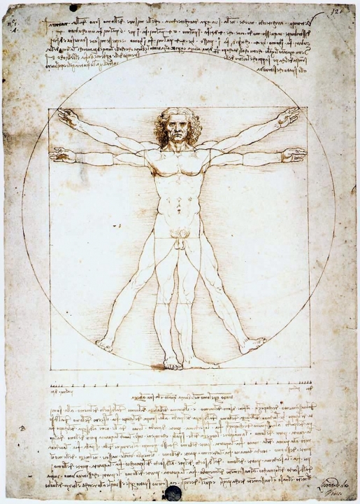 vitruvius-man getekend door Leonardo da Vinci