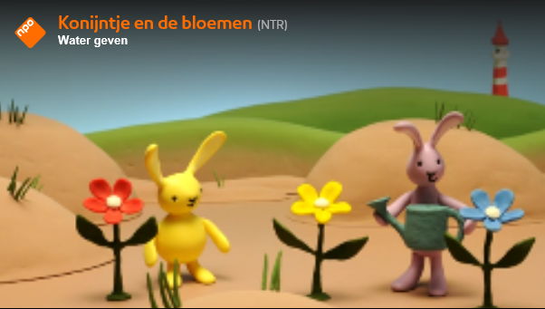 Konijntje ziet een bloem die slap hangt. Gelukkig heeft ze een idee!