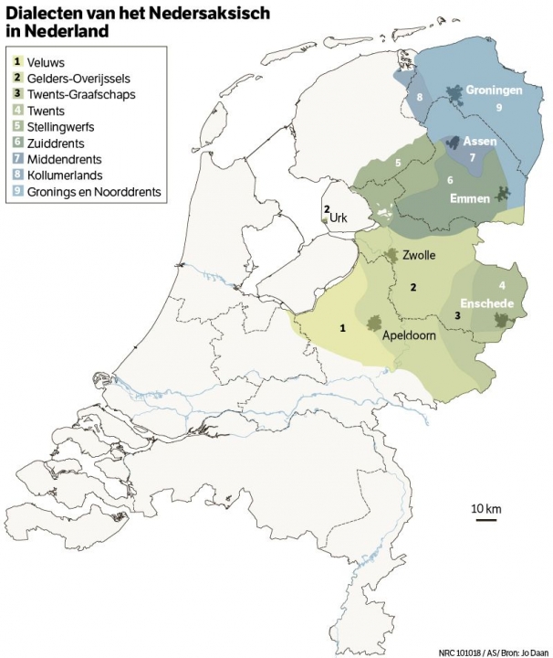 Et Nedersaksich hef verschillende dialect'n