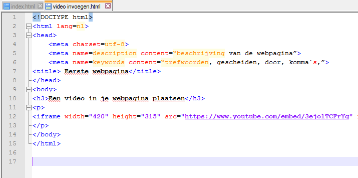 You Tube HTML code