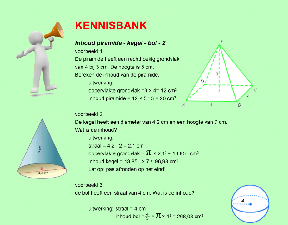 Inhoud kegel en piramide