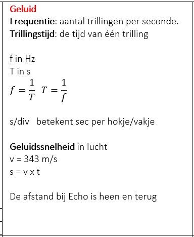 Frequentie, trillingstijd en geluidssnelheid.