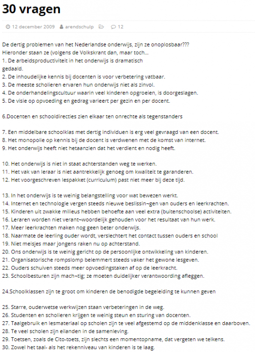 30 ! problemen in het onderwijs