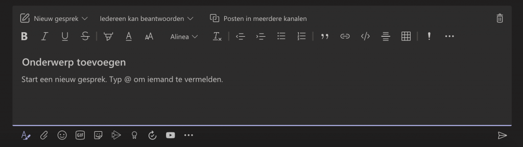 Het venster opent zich. Klik linksboven op het menu bij "nieuw gesprek".