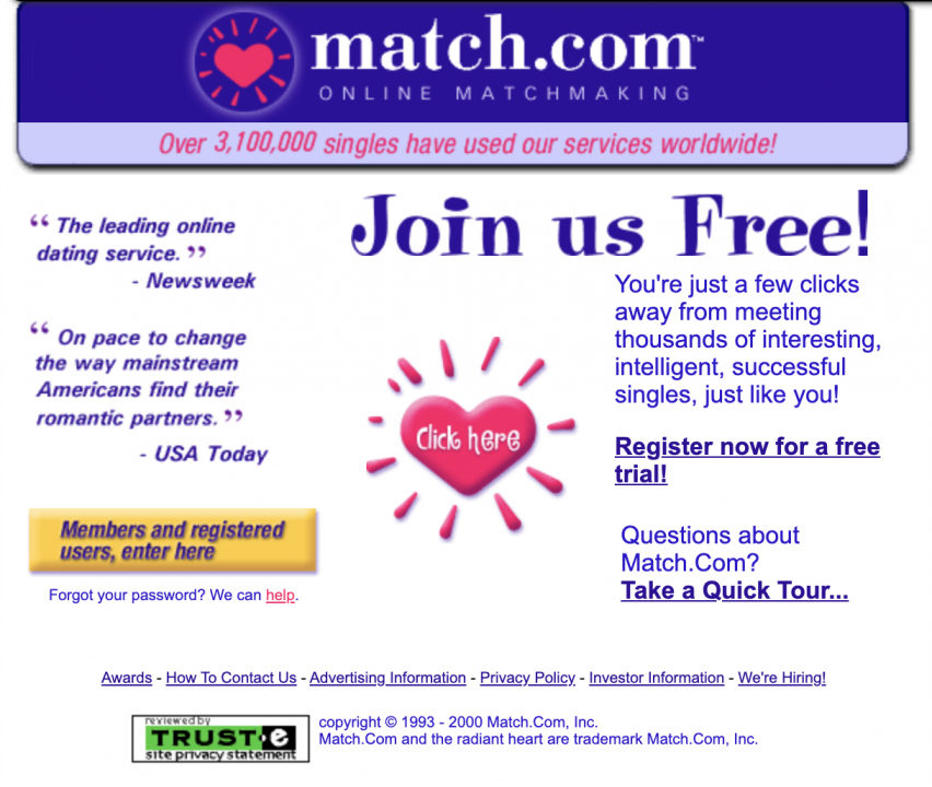 Datingsite Match.com in 1998