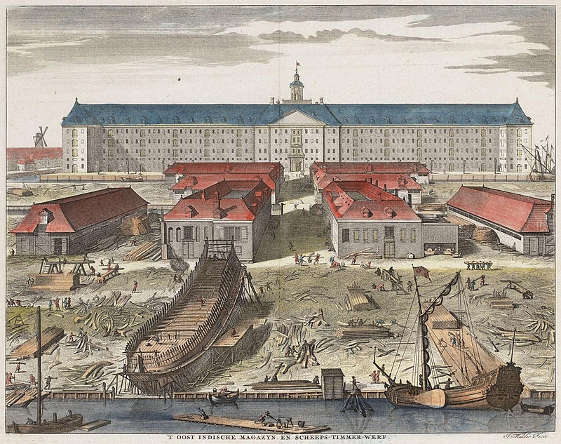 Scheepwerf en pakhuis (Oost-Indisch Zeemagazijn) van de VOC in Amsterdam