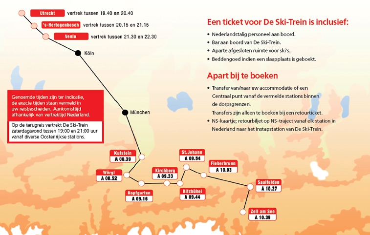 Routekaart van de Ski trein