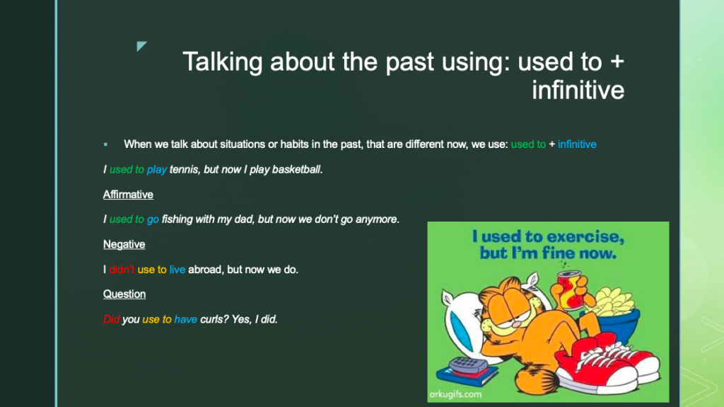 Korte uitleg "Used to + infinitive"