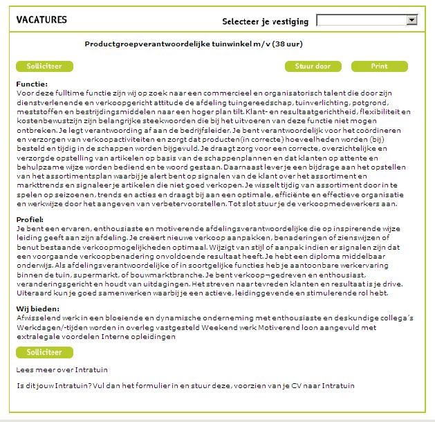 Productgroepverantwoordelijke tuinwinkel M/V 38 uur