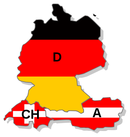 Versimpelde kaart van Duitsland, Zwitserland en Oostenrijk