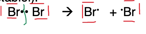 p 9 module 7 lab opzoeken- Homolytische splitsing: zeg met je eigen woorden.