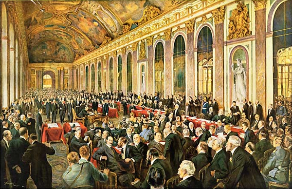 Spiegelzaal in Versailles. Hier werd het Verdrag getekend.