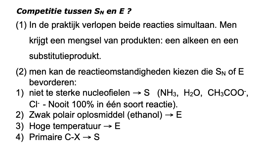 Competitie SN en eliminatie bij halogeenalkanen