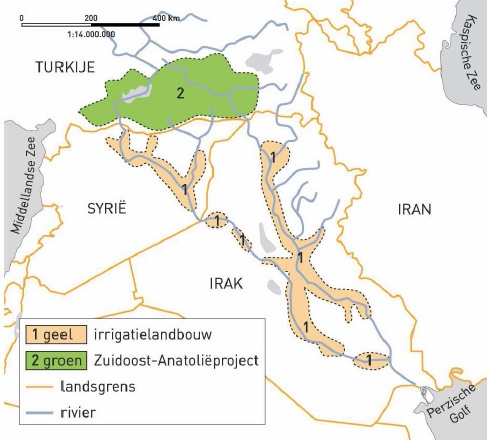 Dit is een kaartje van de gebieden rondom Turkije, Syrië, Irak, Iran, etc