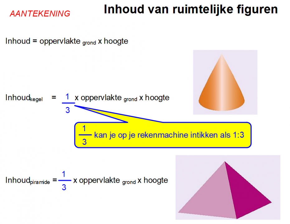 inhoud van kegel en piramide
