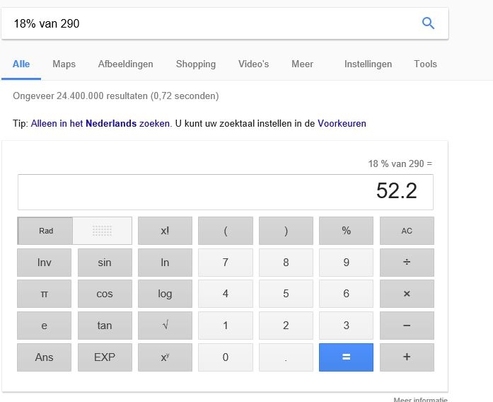 Google als rekenmachine