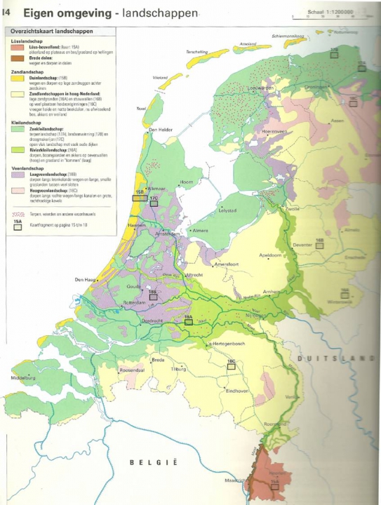 kaart Nederlandse landschappen