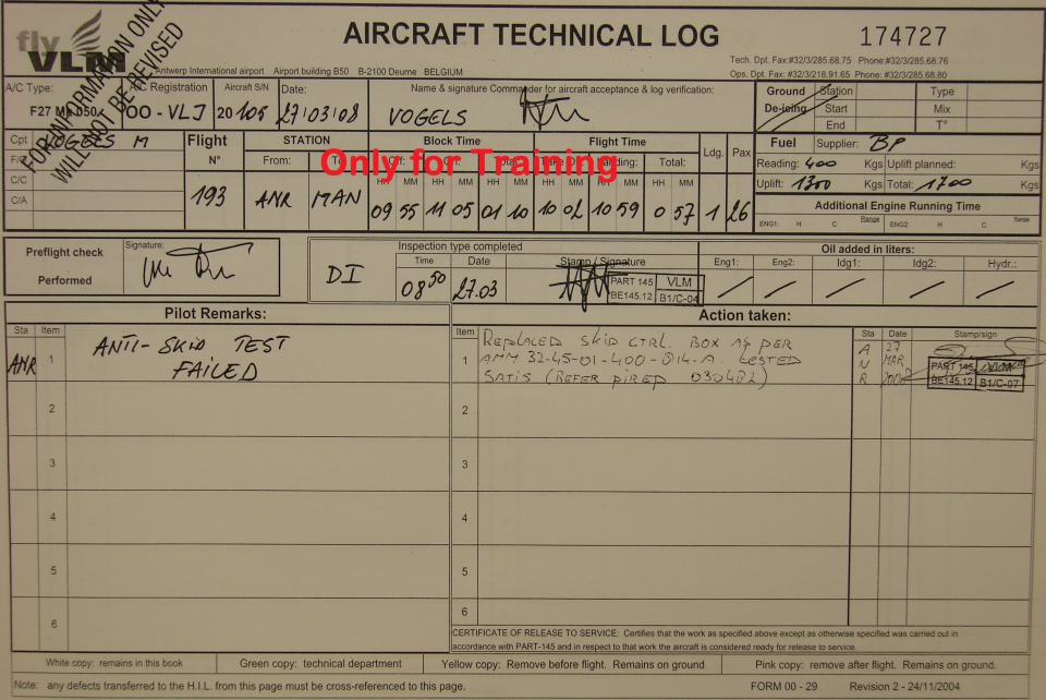 Aircraft Technical Log