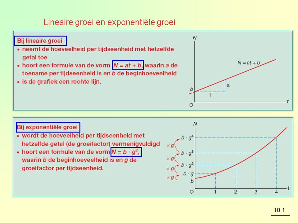 Lineaire groei en exponentiele groei