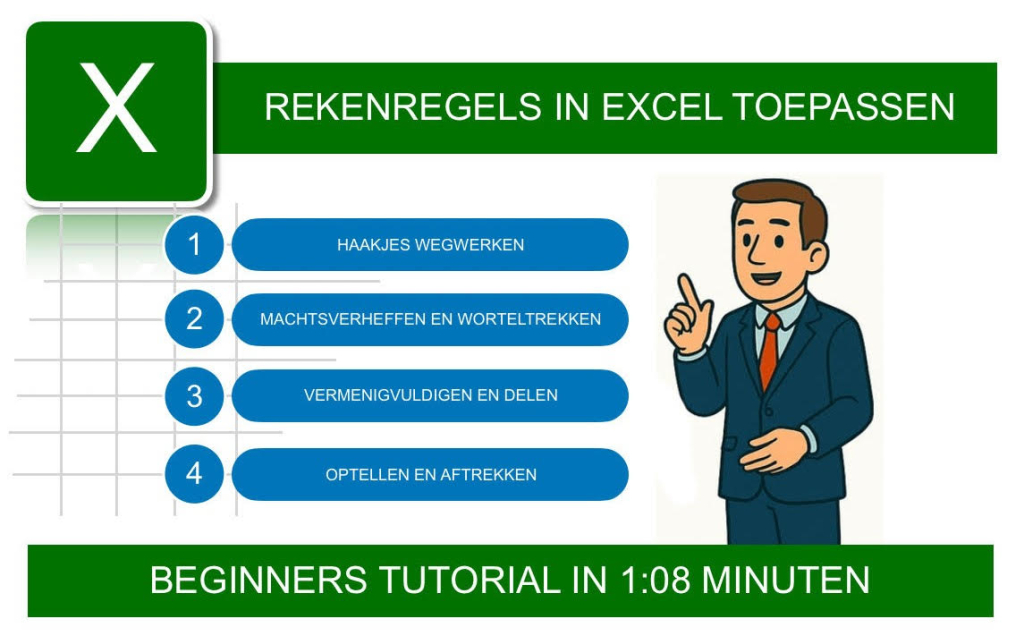 Rekenregels in Microsoft Office Excel leren toepassen.