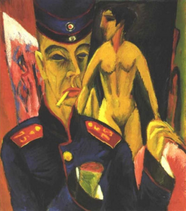 Afbeelding 2. Ernst Ludwig Kirchner, Zelfportret als soldaat (1915)