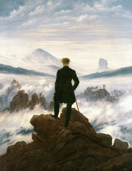 Casper David Friedrich: wandelaar boven de wolken, 1818