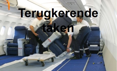 Een steeds terugkerende taak is b.v. het steeds in en uitbouwen van stoelensets.