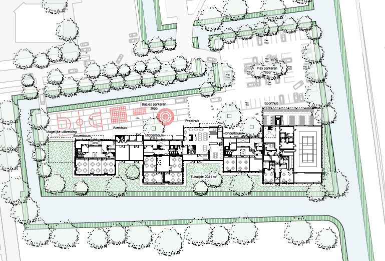 Voorbeeld ontwerp gebouw met schoolplein