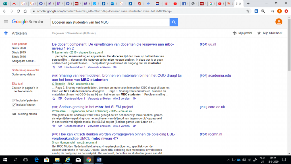 gebruik van google scholar