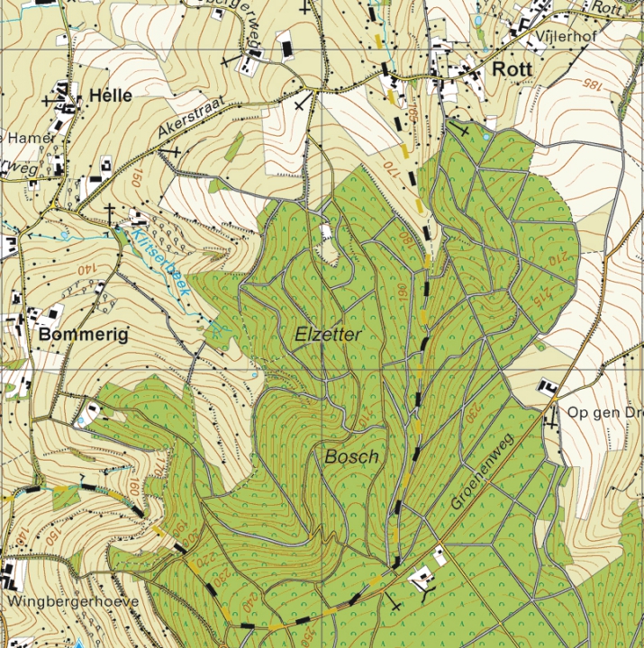 Kaart 1 (let op: geel-zwart geblokte lijn = gemeentegrens)