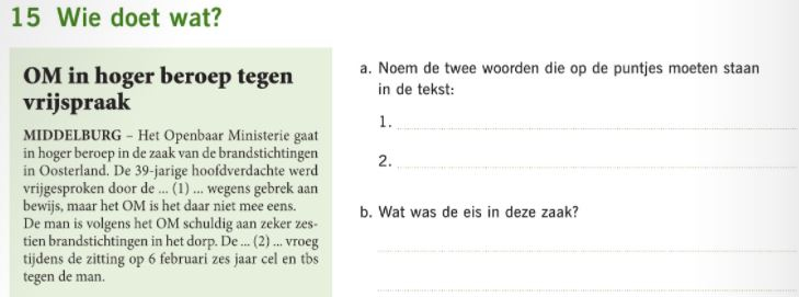Wie doet wat? Maak deze vraag in een Word document