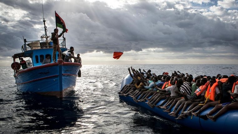 Migranten tijdens hun oversteek naar Europa