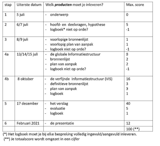 Bijlage 1: Planning en stappen