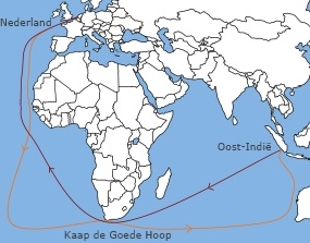 De reis. Vanaf Nederland via Kaapstad richting Nederlands-Indië