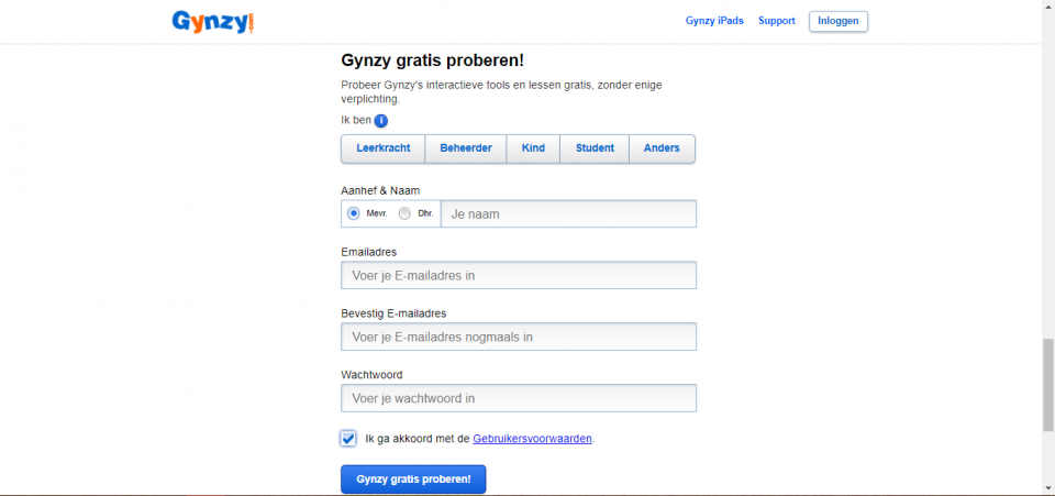 Persoonlijke gegevens invullen