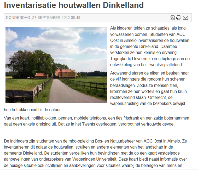 Bericht van de website van de Groene Kennispoort van Twente