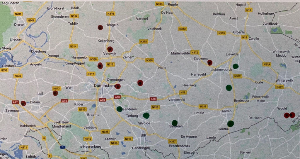 In groen de partners van Zone.college Varkenshouderij. In rood de studenten cohort 2019-2020